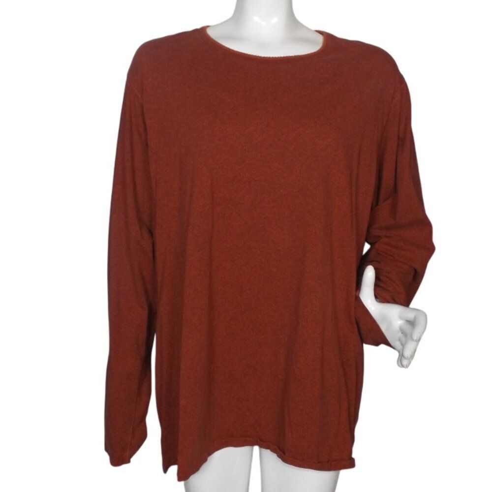 ROBERT GRAHAM Sweater, 3XL, Burnt Orange/Flecked, Pull over, Cotton Crew neck